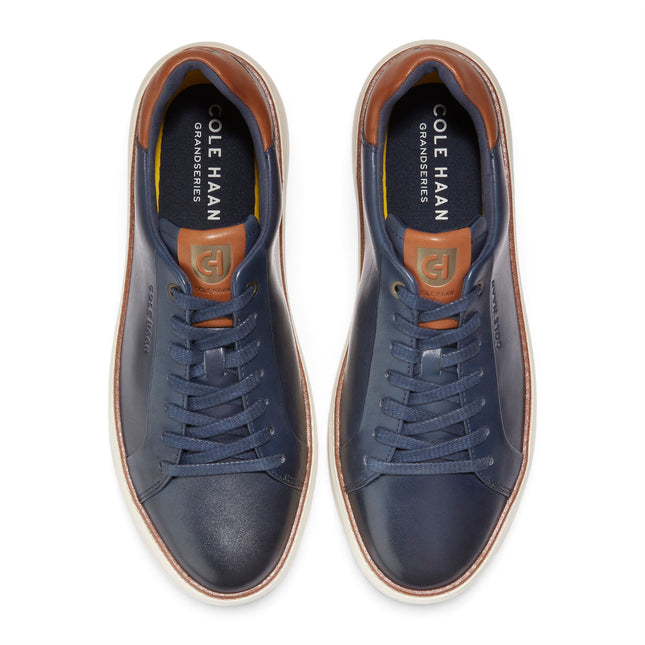Cole Haan Men's GrandPro Luxe Mile Trainer Blue Leather Sneakers - C37158