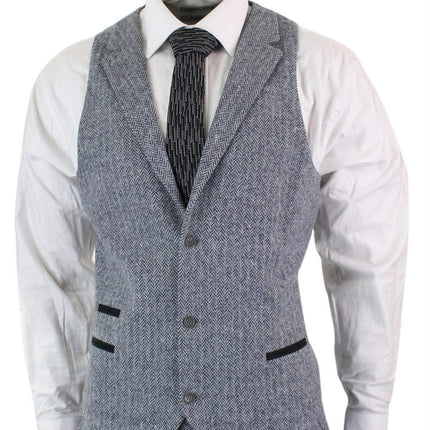 Men's 3 Piece Grey Herringbone Tweed Suit