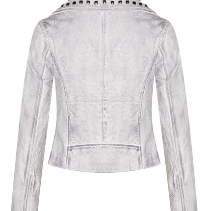 Womens Gothic Biker Leather Jacket with Studs-Bilbao