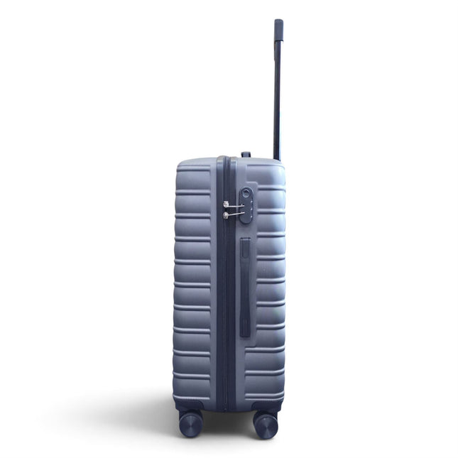 Hardshell Charcoal Grey Suitcase Set Robust 8 Wheel Luggage Cabin Case Bag