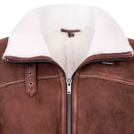 Mens Sheepskin Leather Harrington Bomber Jacket-Luanda