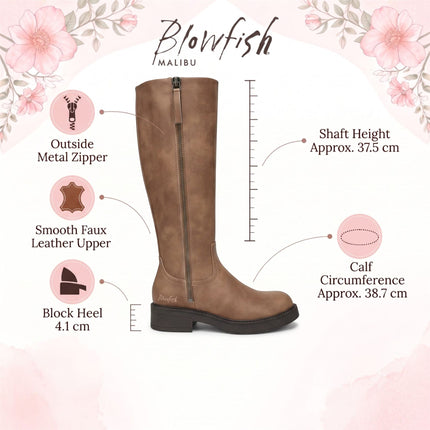 Blowfish Malibu Women's Tan Faux Leather High Riding Boots - Venice Tall