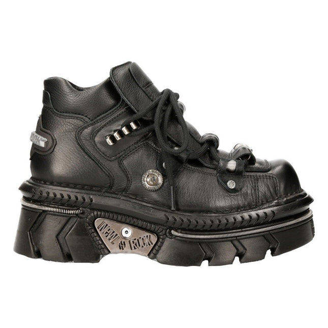 New Rock Unisex Metallic Black Leather Gothic Techno Boots - M-215-S6