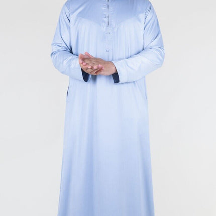 Men's Grey Thobe Robe Satin Emirati Islamic Jubba Eid Regular Fit