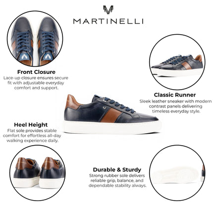 Martinelli Men's Blue Leather Sneakers Trainer Shoes - Hastings