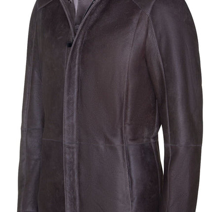 Mens Sheepskin Hooded Parka Coat-Alafaya