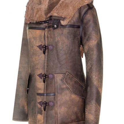 Mens Antique Sheepskin Duffle Coat-Arona