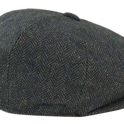 Mens Peaky Blinders Tweed Gatsby Flat Baker Hat With Razor Blade