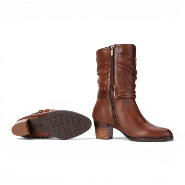 Pikolinos Women's Brown Leather Mid-Calf High Boots - Zamora