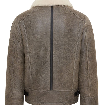 Men's Grey B3 Real Shearling Sheepskin WW2 Bomber Leather Flying Aviator Jacket