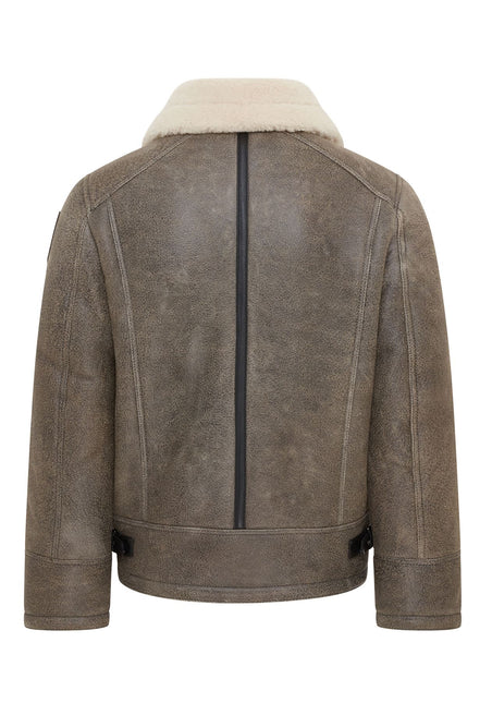 Men's Grey B3 Real Shearling Sheepskin WW2 Bomber Leather Flying Aviator Jacket