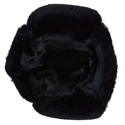 Mens Black RAF Aviator Sheepskin B-55 Trapper Hat Winter Warm Leather Navigator Hat
