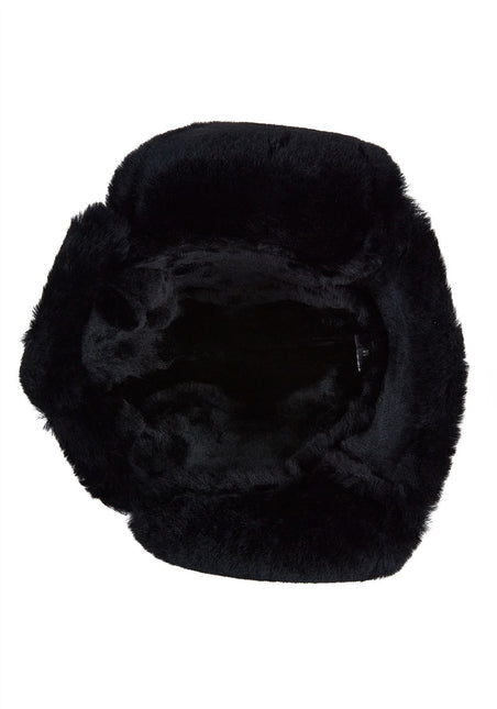 Mens Black RAF Aviator Sheepskin B-55 Trapper Hat Winter Warm Leather Navigator Hat