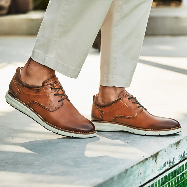 Pikolinos Men's Brown Leather Lace-Up Sneaker Trainers Shoes - Manacor