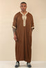 Men's Brown Moroccan Thobe Jubba Robe Eid Djellaba Gandoura
