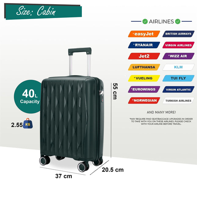 Hard Shell Suitcase Cabin TSA Luggage Travel Set
