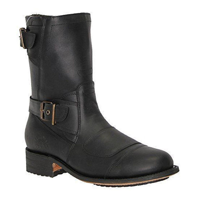 Grinders Mens Black Leather Cowboy Boots - Route 66
