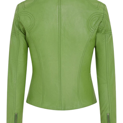 Womens Slim-Fit Leather Biker Jacket-Maldon