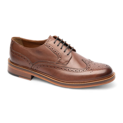 Chapman & Moore Men's Brown Leather Derby Brogue Oxford Dress Shoes