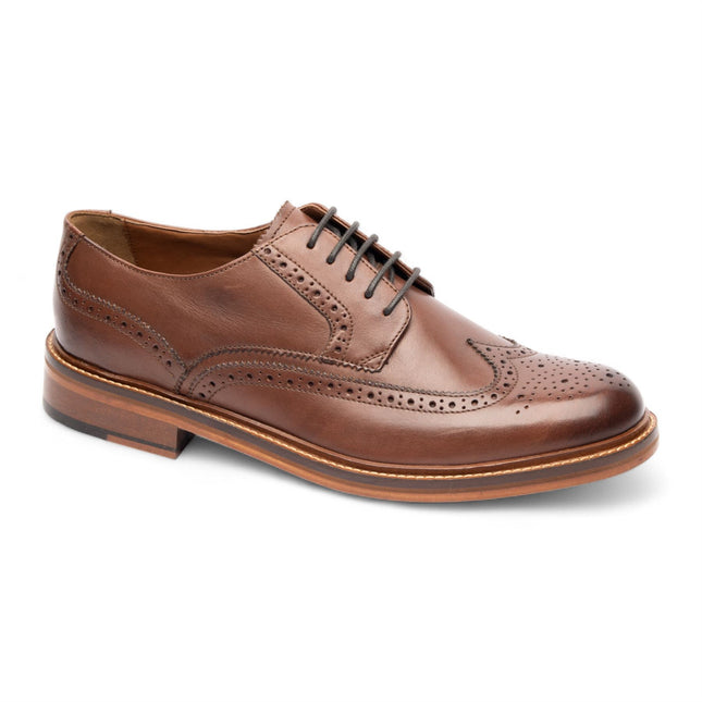 Chapman & Moore Men's Brown Leather Derby Brogue Oxford Dress Shoes