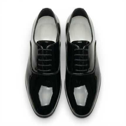 Men's Formal Black Patent PU Leather Oxford Dress Brogue Shoes