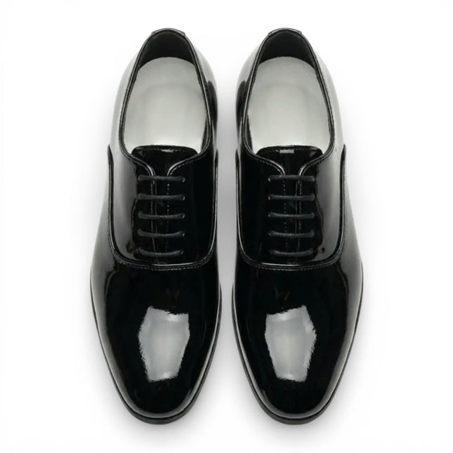 Men's Formal Black Patent PU Leather Oxford Dress Brogue Shoes