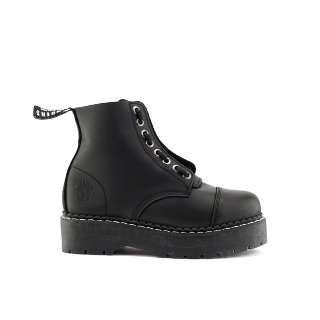 Grinders Unisex Black Cameron Acs Leather Ankle Casual Zip Boots