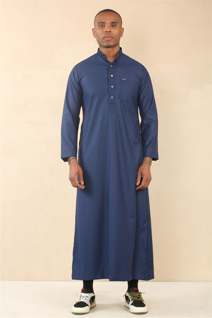 Men's Blue Thobe Arab Saudi Emirati Islamic Clothing Jubba Robe
