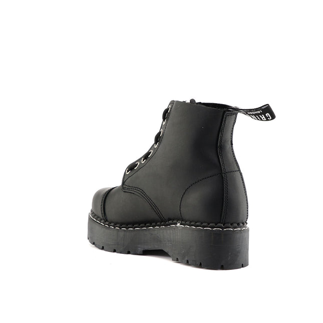 Grinders Unisex Black Cameron Acs Leather Ankle Casual Zip Boots