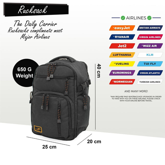 Backpack Rucksack 40x20 x25 cm Underseat Travel Cabin Bag for Ryanair, Easy Jet