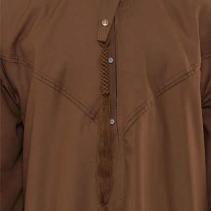 Kids Boys Eid Camel Brown Moroccan Jubba Robe Djellaba Ramadan Eid Thobe - K-HM11