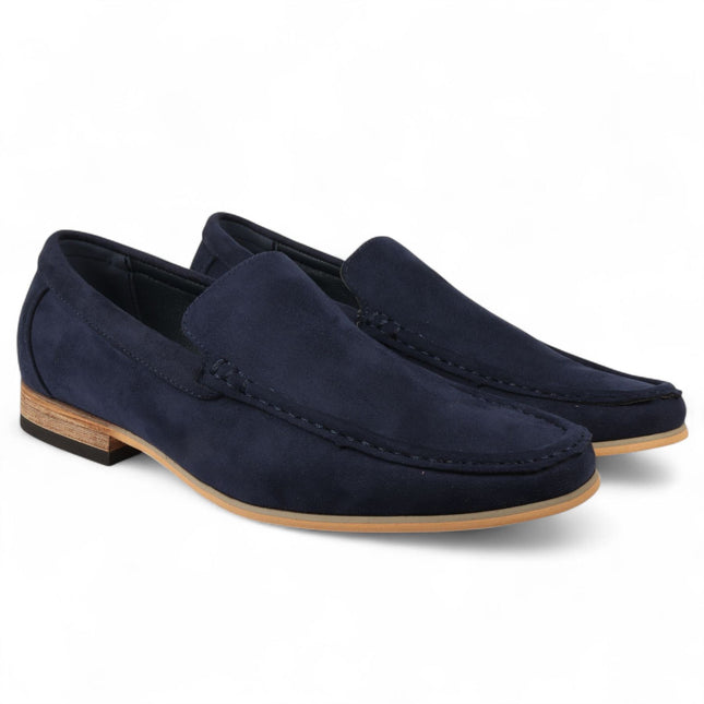 Men's Navy Suede Loafers Lightweight Slip-On Casual Shoes