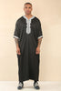 Men's Black Moroccan Thobe Jubba Robe Eid Djellaba Gandoura