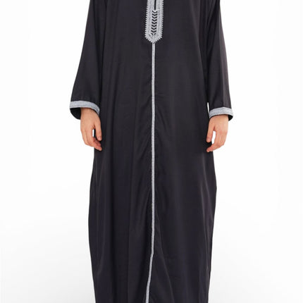 Men's Eid Navy Blue Hooded Moroccan Thobe Robe Djellaba Ramadan Jubba- HM3