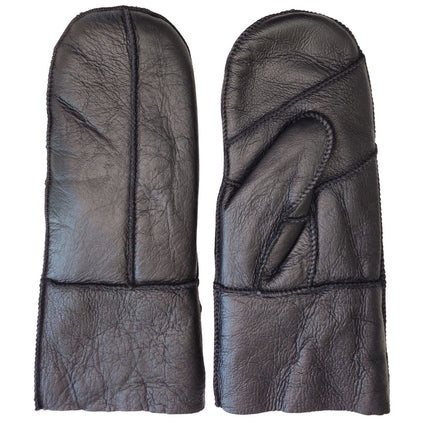 Infinity Leather Womens Black Genuine Real Sheepskin Mittens Warm Gloves