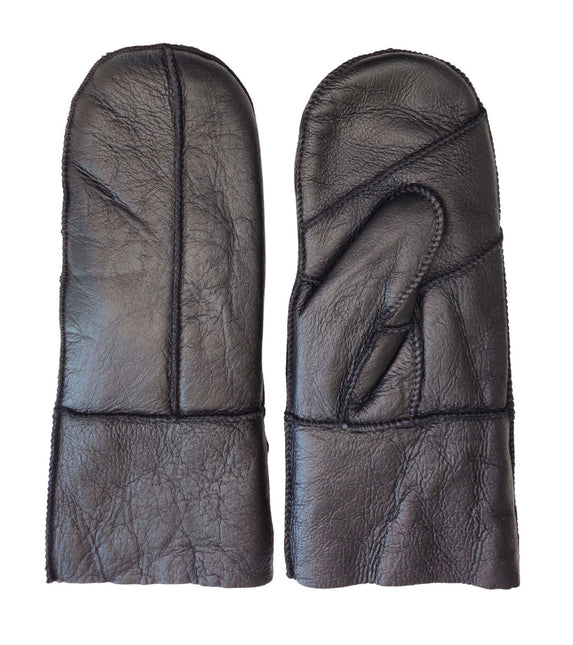 Infinity Leather Womens Black Genuine Real Sheepskin Mittens Warm Gloves