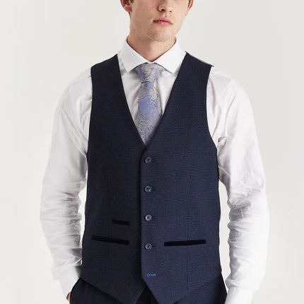 Men's Navy Suit Waistcoat Prince Of Wales Formal Waistcoat