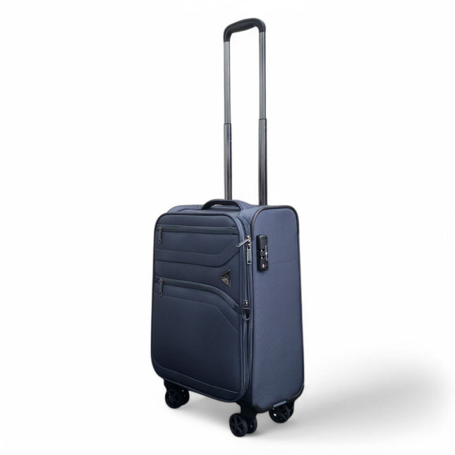 Soft Shell Cabin Grey 55 x 37 x 20 cm Nylon Suitcase Luggage Suitable for Easyjet, Ryanair