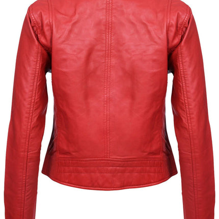 Womens Leather Classic Biker Brando Jacket-Baku