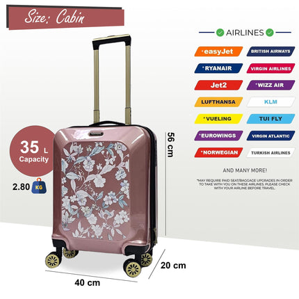 Hard Shell Flower Print Suitcase Luggage Set