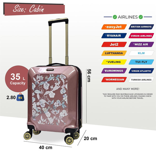 Hard Shell Flower Print Suitcase Luggage Set