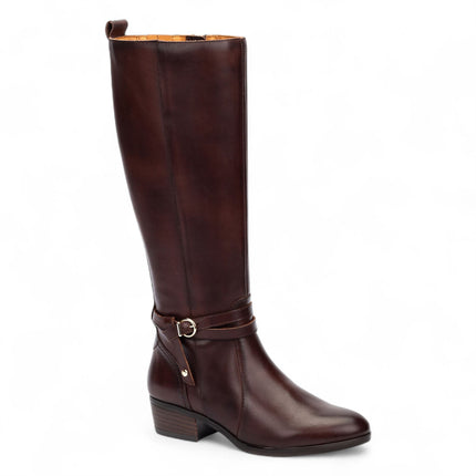 Pikolinos Women's Knee High Tall Caoba Brown Leather Boots - Daroca