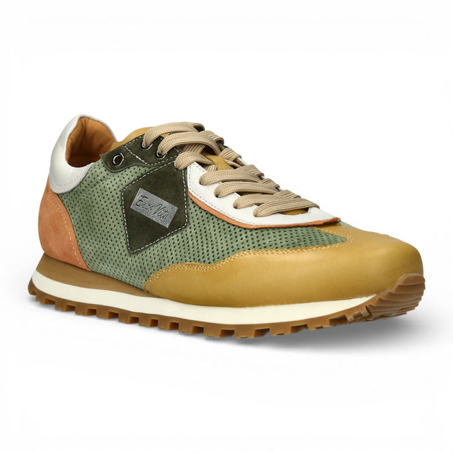 Lorenzo Conti Men's Aglae 02 Green Beige Leather Trainers Sneaker Shoes
