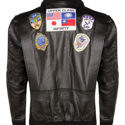 Mens A2 Top Gun Leather Bomber Jacket-Camborne
