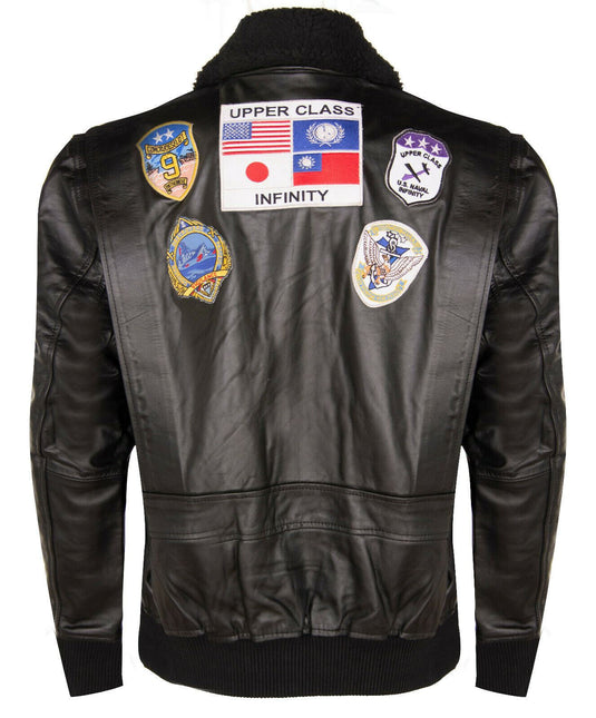 Mens A2 Top Gun Leather Bomber Jacket-Camborne