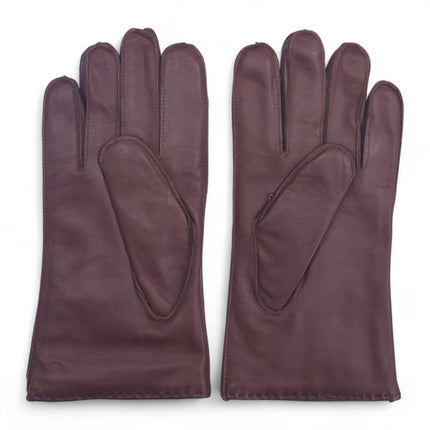 Men’s Chestnut Brown Italian Leather Warm Wool Lining Winter Stich Design Gloves - M-LGV-205
