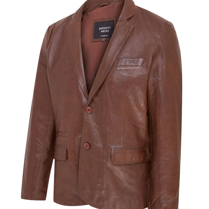 Mens Leather Blazer Jacket Soft Real Italian Leather Fitted Vintage Coat