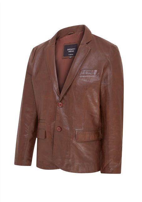 Mens Leather Blazer Jacket Soft Real Italian Leather Fitted Vintage Coat