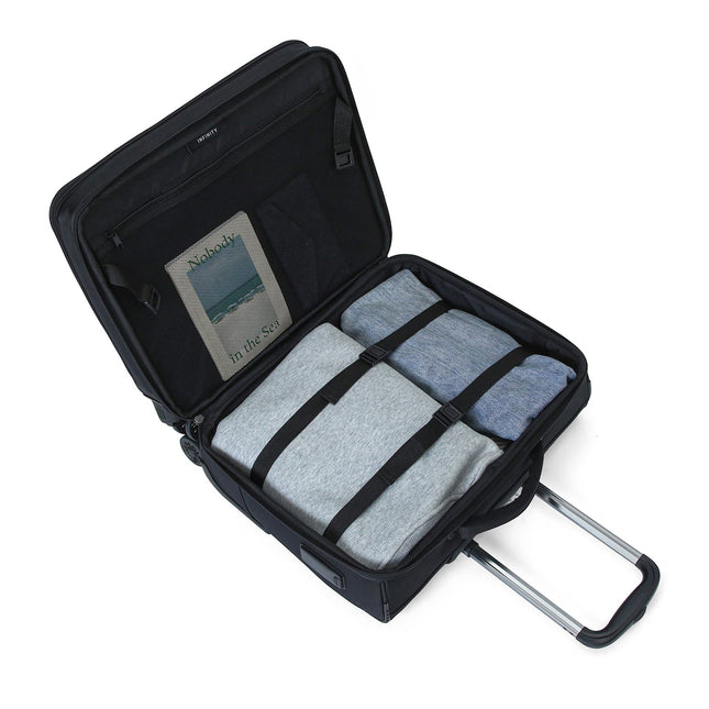 18" Black Wheeled Laptop Briefcase 1680D Polyester 4 Wheel Business Bag