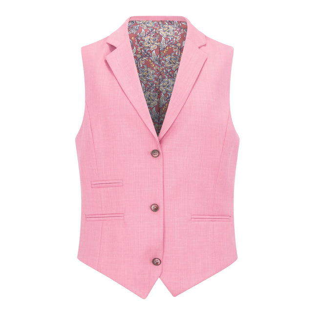 Women's 3 Piece Tailored Fit Plain Pink Formal Office Suit
